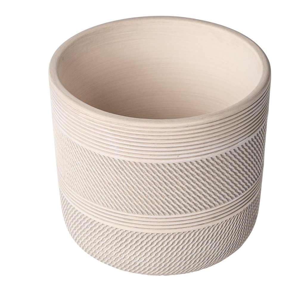 8" x 8" x 7.2" Round White Ceramic Tye Plant Planter