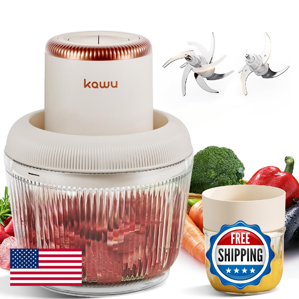 Kawu Electric Food Processor Electric Meat Grinder Vegetable Chopper 2 Bowls 200