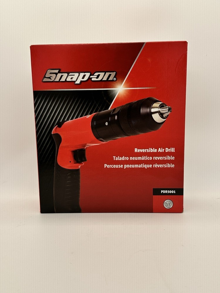 Snap On Tools RED 1/2" Keyless Chuck Reversible Air Drill PDR5001 Red Open Box