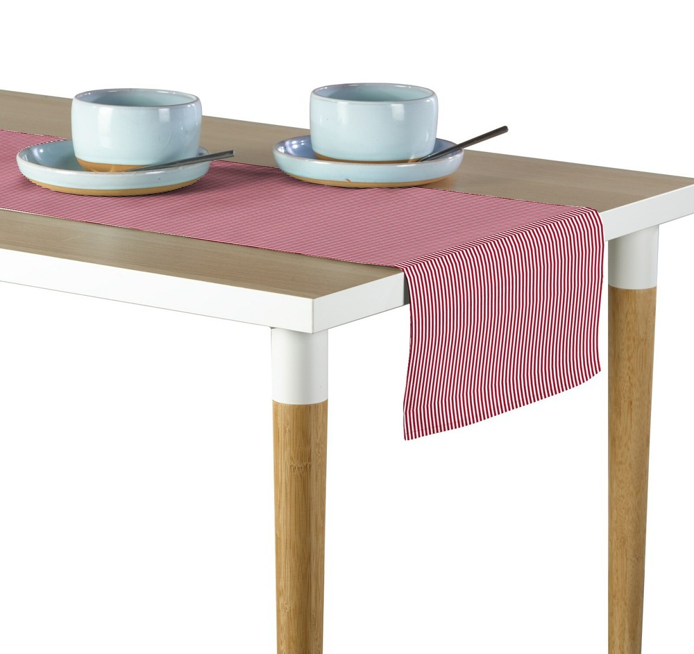 Pinstripes Red Table Runners - 12"x72" or 14"x108"