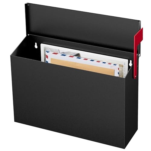 Wall-Mount Mailbox for Outside, Large Capacity Rust-Proof Mail Box with Black
