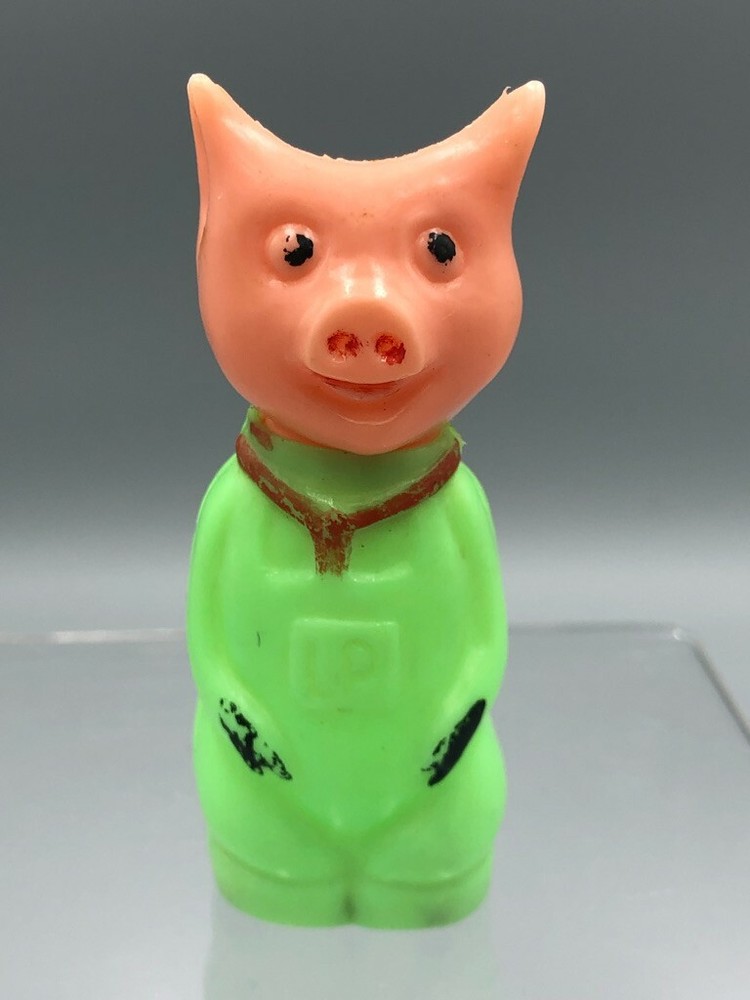 1974 Plastic PIG Overalls CANDY CONTAINER Vintage