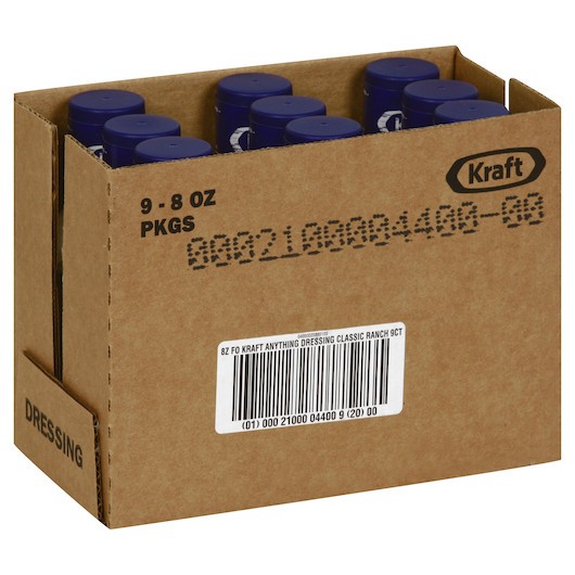Kraft Classic Ranch Dressing Bottle, 8 Fluid Ounce, 9 Per Case