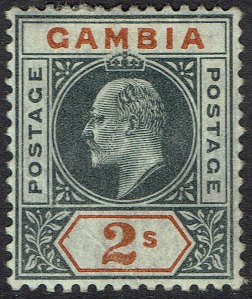 GAMBIA 1904 KEVII 2/- WMK MULTI CROWN CA