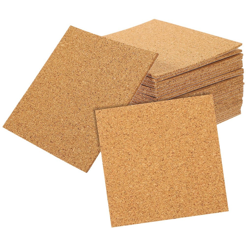 60 Pcs Cork Square Self Adhesive Sheets for Craft Projects and Home