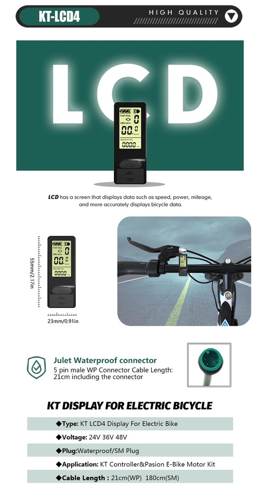 36V 48V 15A Controller Waterproof Conversion Kit with Display Throttle PAS 1T4