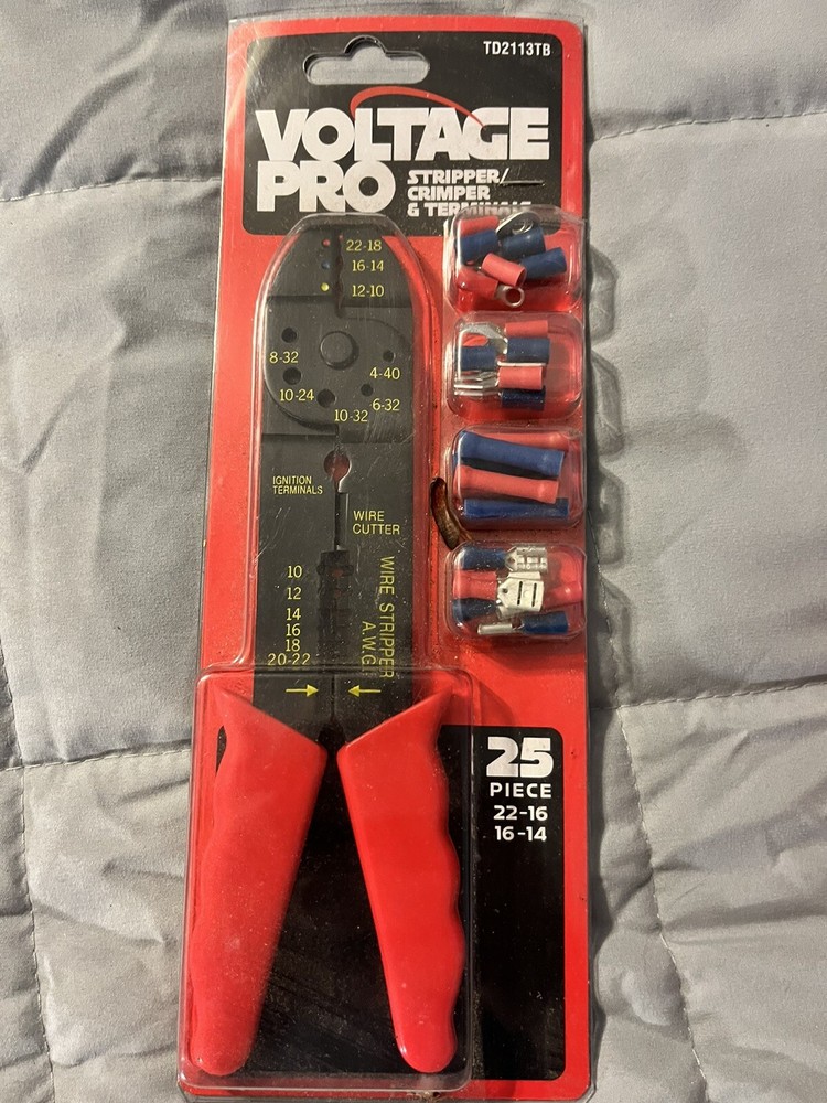 Voltage Pro Stripper / Crimper With Terminals 25 Pieces Set - NEW! FAST!