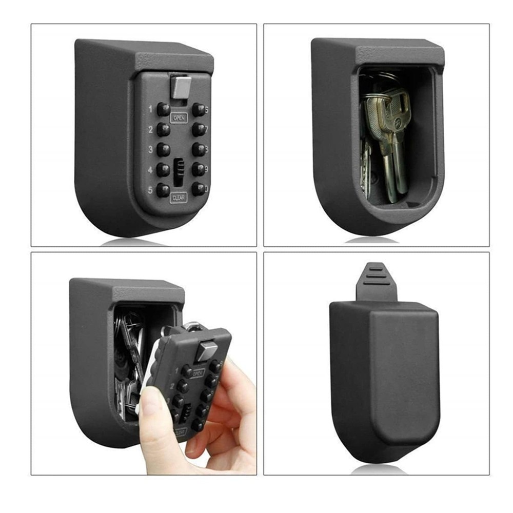 Indoor & Outdoor Key Lock Box Wall Mounted Push Button Combination Key Safe S...