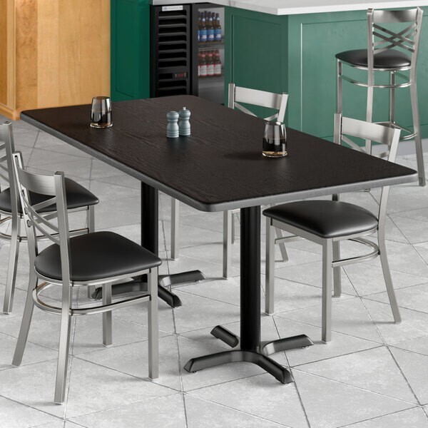36" x 72" Rectangular Restaurant Table Top with Black Laminate Top Finish