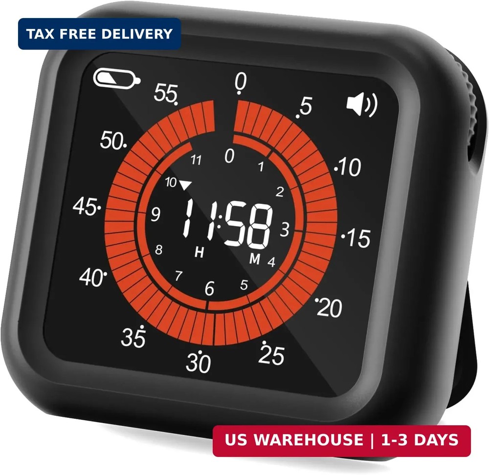 Digital Visual Timer - Large Display Magnetic Countdown Timer with Adjustable Vo
