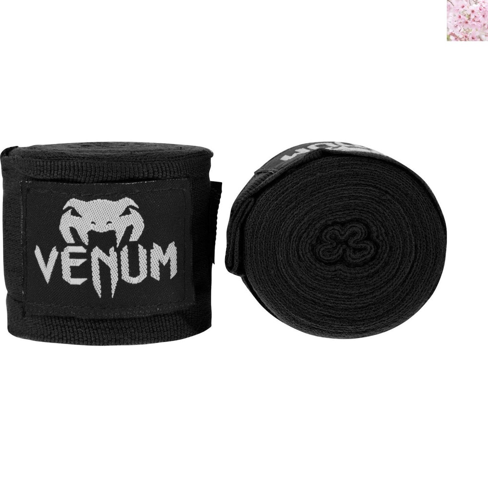 Black Venum Kontact Hand Wraps - Elasticated Design for Training Excellence
