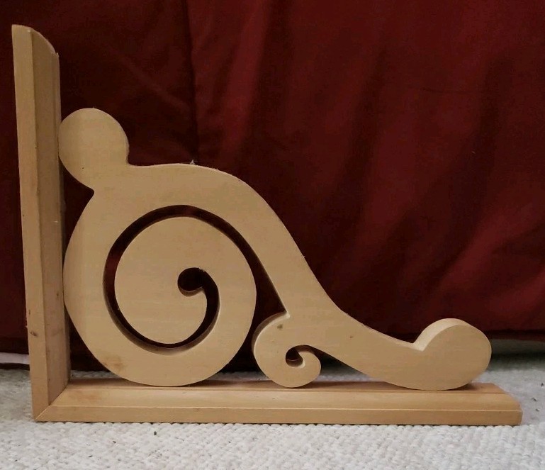 Unfinished Scrollwork Design Wood Corbel Shelf Bracket 11.75 x 8"