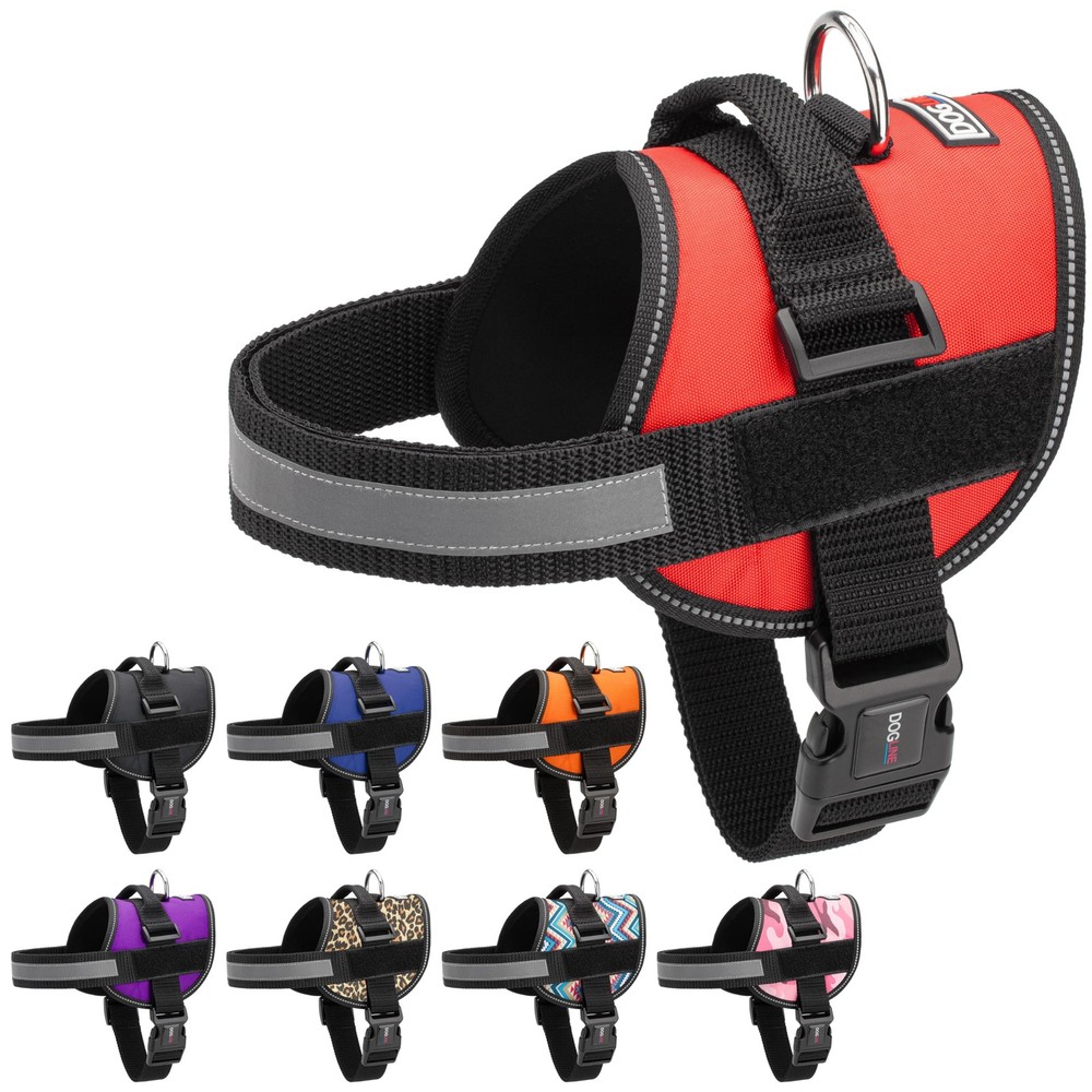 Red Reflective No-Pull Adjustable Dog Harness with Handle Girth 27-34 in