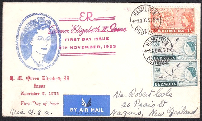 BERMUDA 1953 6d & 1/- definitives on commem FDC............................D4431