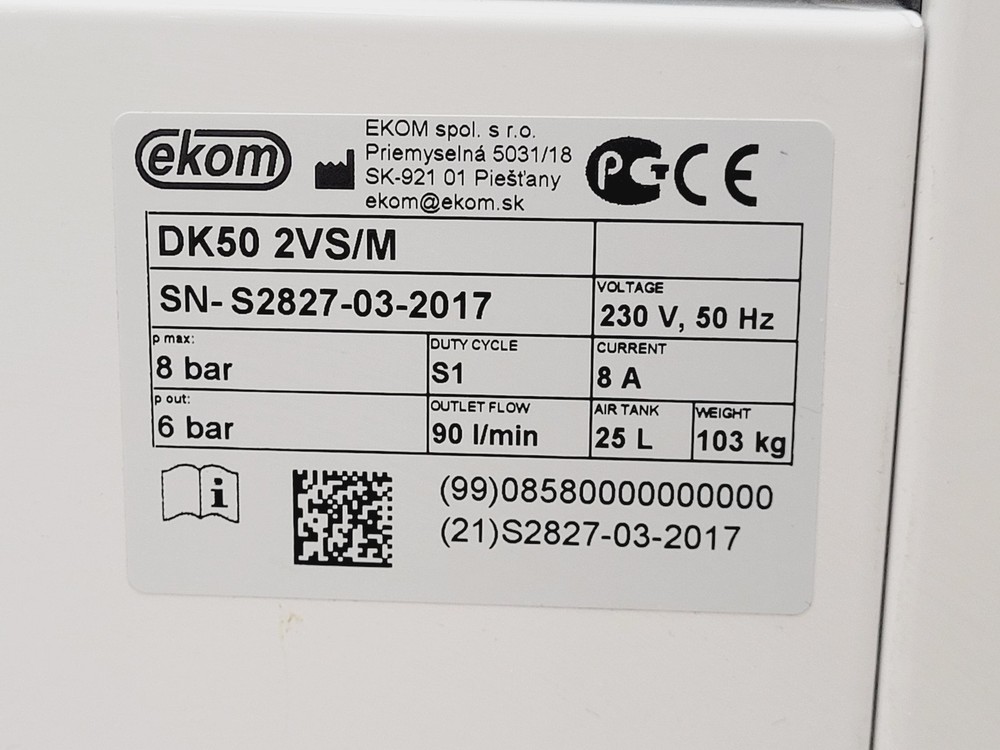 Ekom DK50 2VS/M Air Compressor W/ Enclosure Lab