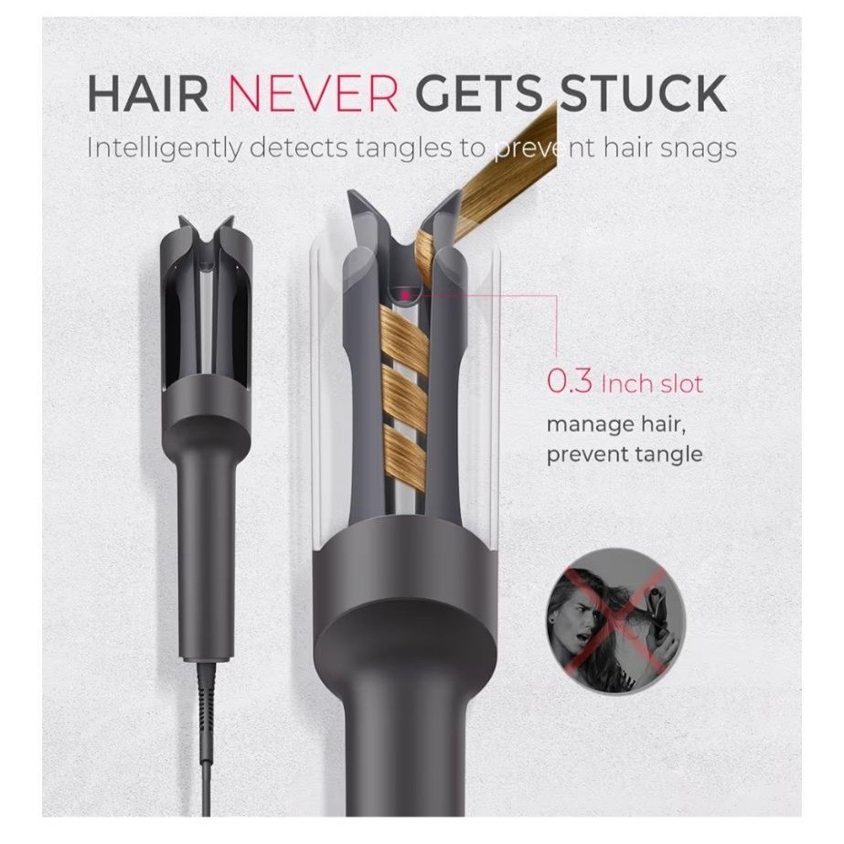 TYMO Automatic Rotating Curling Iron 1.25 "Ceramic Coating Metallic Gray