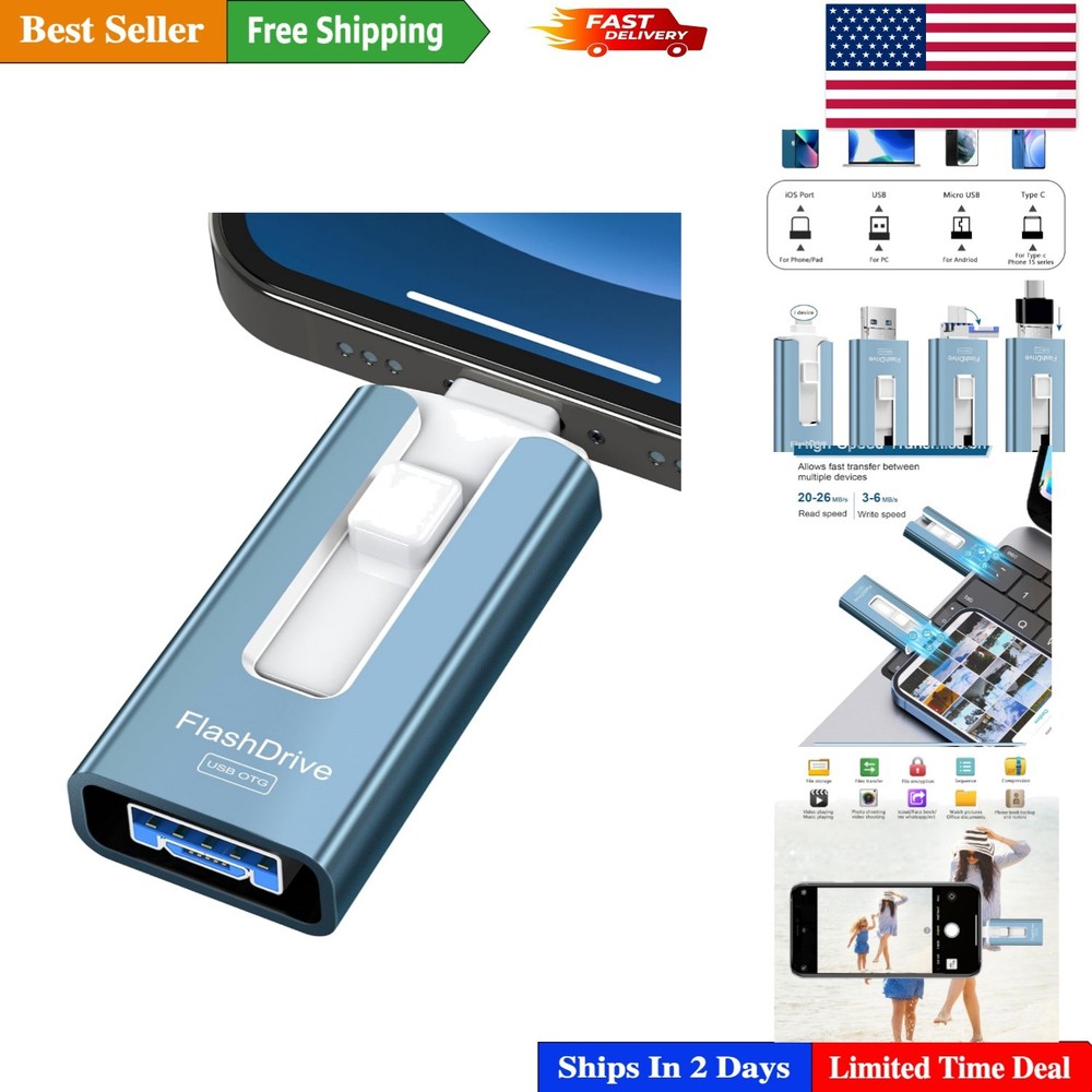256GB High-Speed USB Flash Drive - Secure Photo Storage for iPhone & Android