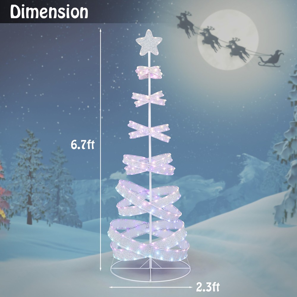 Pre-lit Spiral Christmas Tree Light Up Artificial Tree w/341 LED Lights
