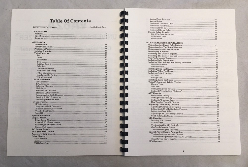 NEW OEM SENCORE VA62A Universal Video analyzer Operation & Application MANUAL!!