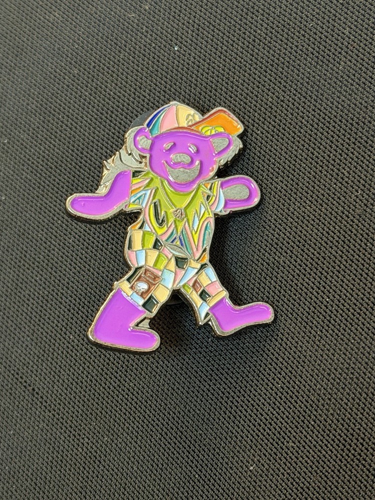 Grateful Dead Dancing Bear Hat Pin Purple & Multicolor