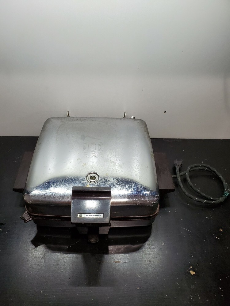 Vintage Toastmaster 259 Chrome Waffle Maker Griddle Combo
