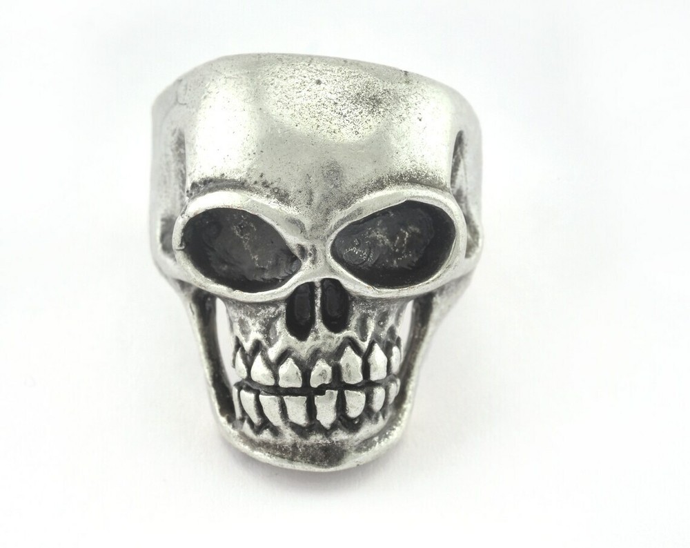 Skull Adjustable Ring Antique Silver Plated Brass (19mm 9US inner size) 3265
