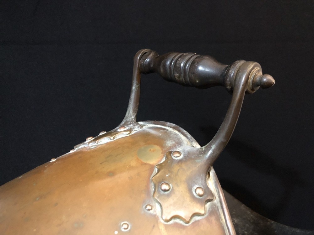 Large Victorian Brass Helmet Coal Scuttle