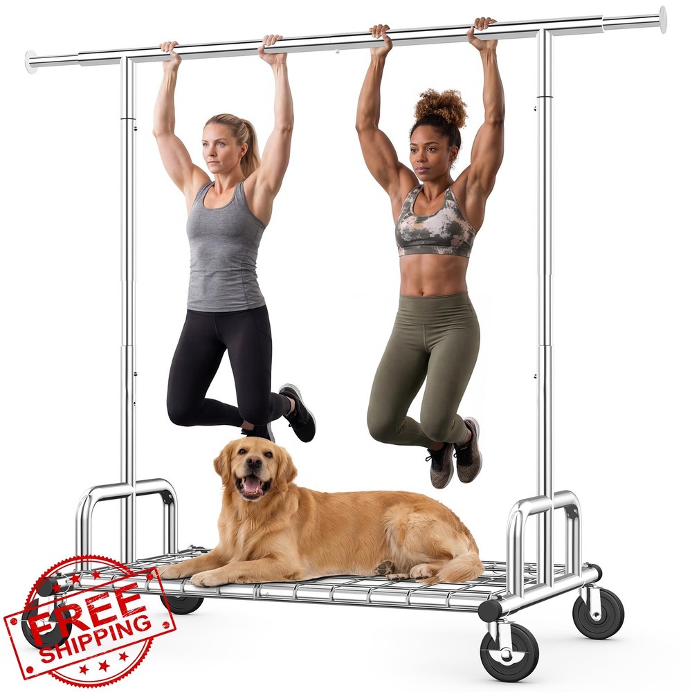 HOKEEPER 75" Heavy Duty Rolling Clothes Rack 525 LBS Lockable