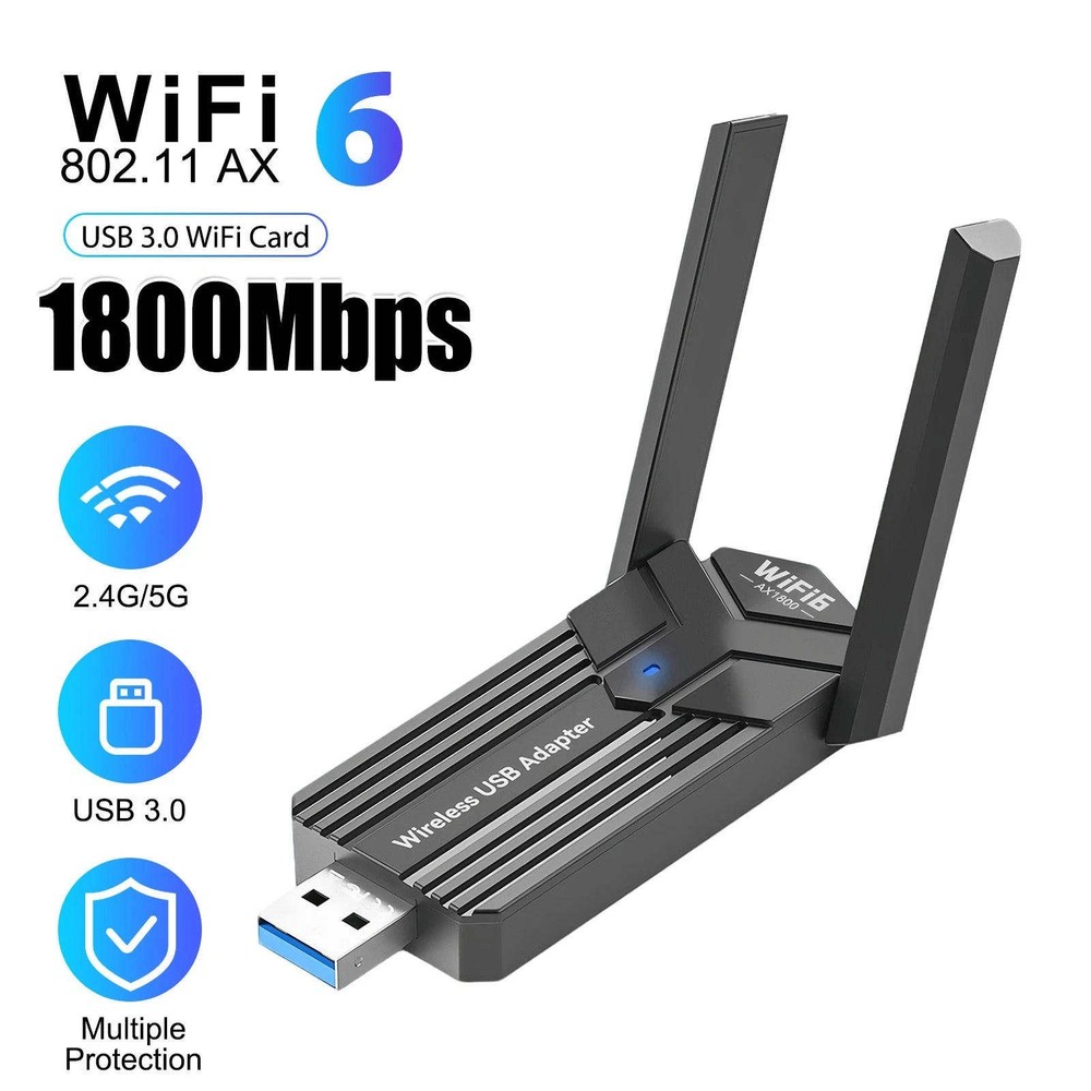 WiFi 6 USB Network Adapter AX1800 for Computer Desktop with Rotatable Antenna