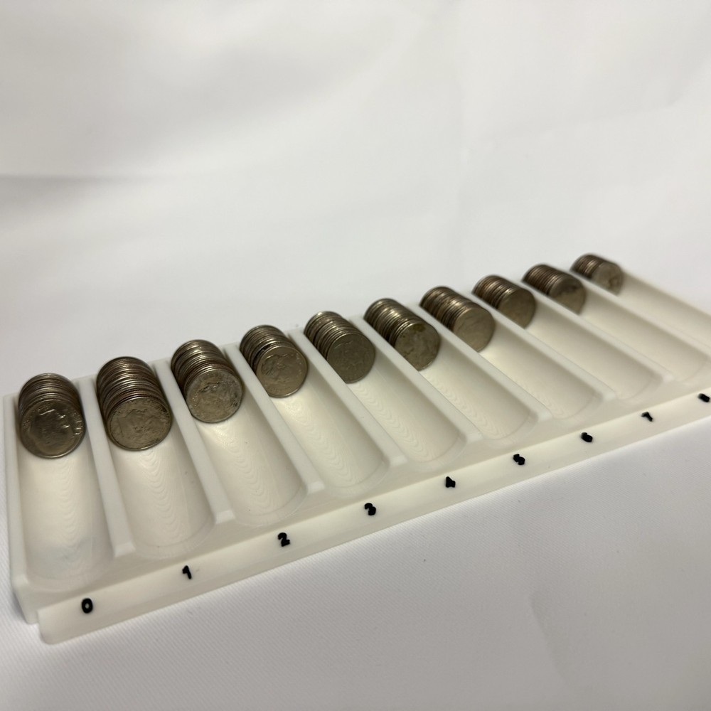 Dime Sorting Tray White with Black Denomination