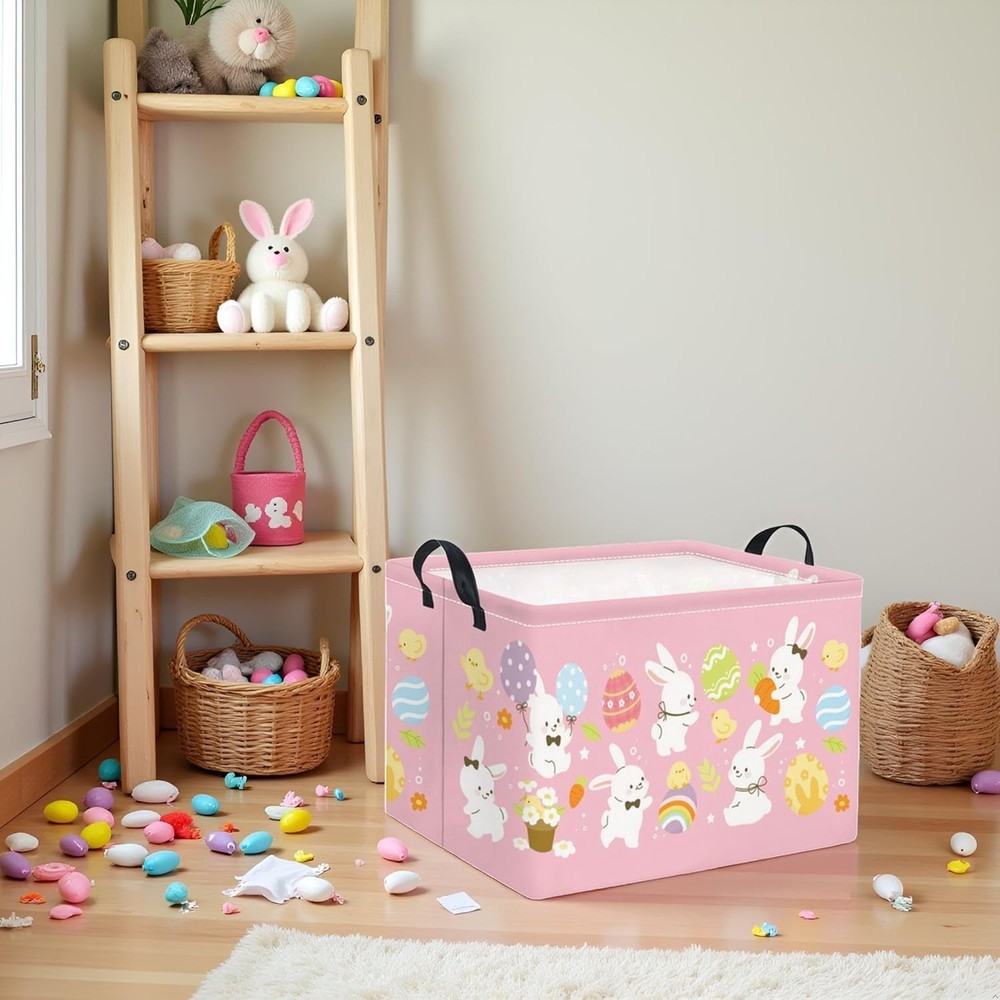 Rectangular Easter Basket Nursery Basket for Boys Bunny Room Decor Cute Toy S...
