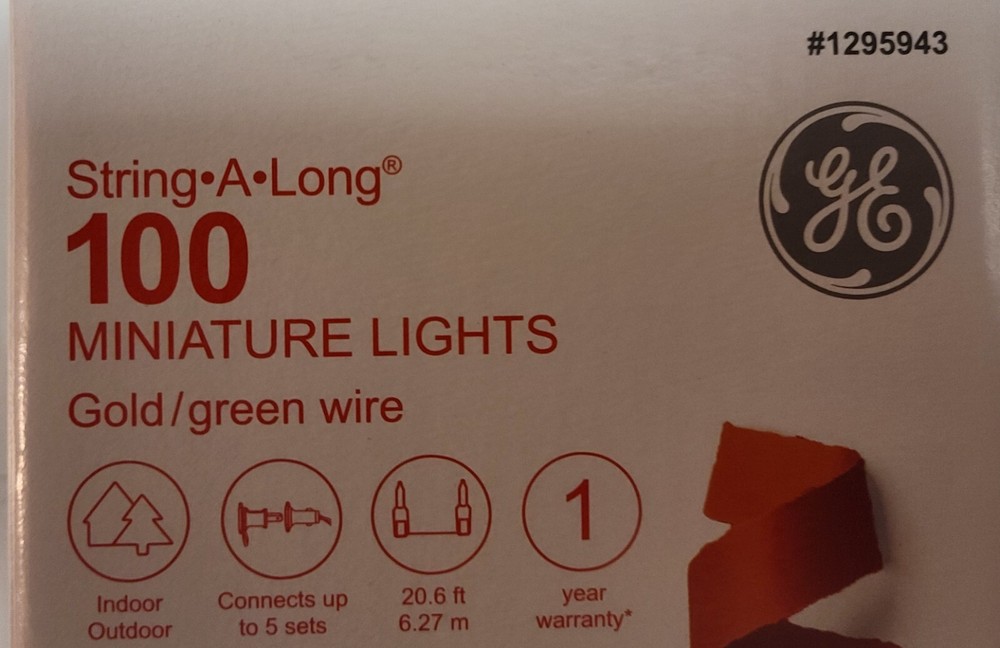 2 BOXES GE 100-CT STRING-A-LONG GOLD STRING LIGHTS - GREEN WIRE HOLIDAY MINI