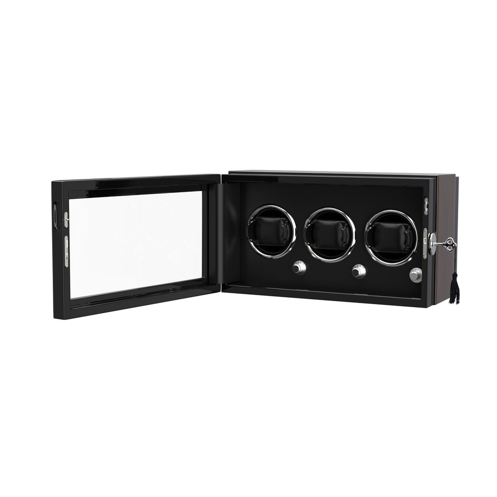 Automatic Rotation 3 Watch Winder Box LED Display Case Box with Lock 4 Modes New