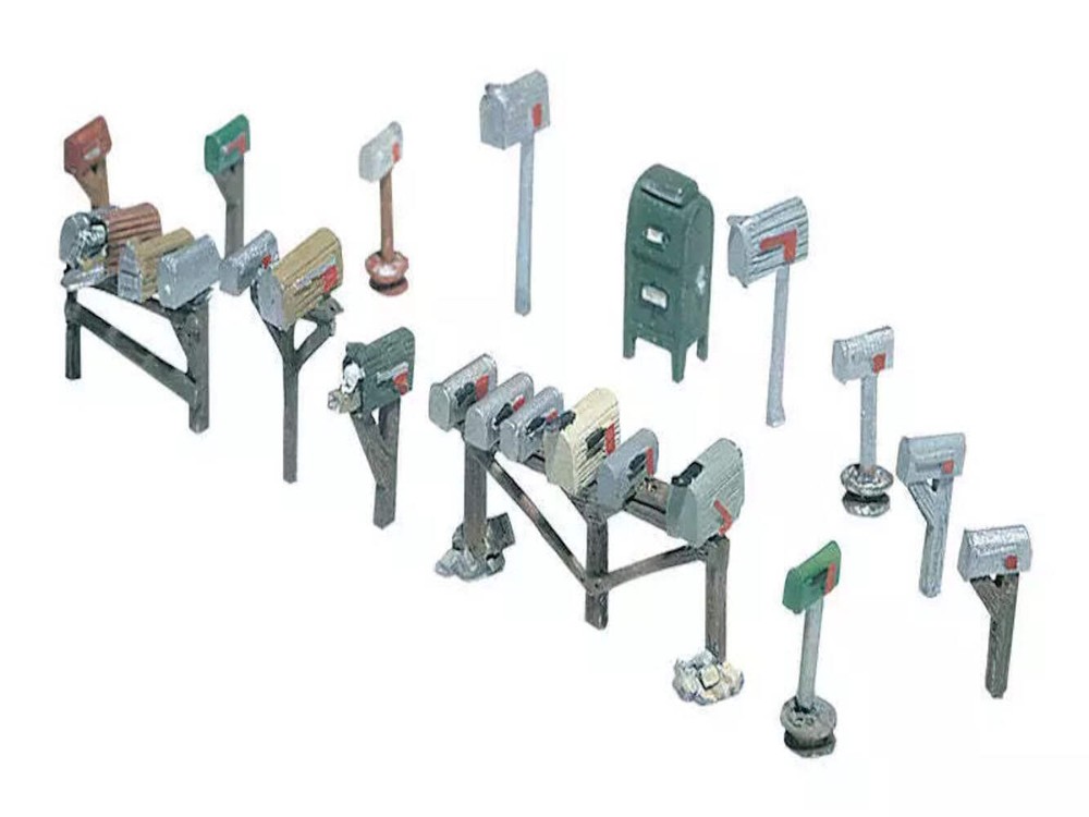 Woodland Scenics D206 HO Assorted Mix Mailboxes Train Scenery - New