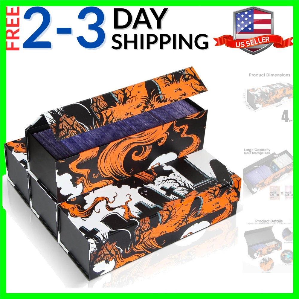 Trading Card Storage Box, Top Loader Storage Boxes with Magnet Lid, Sports Ca...