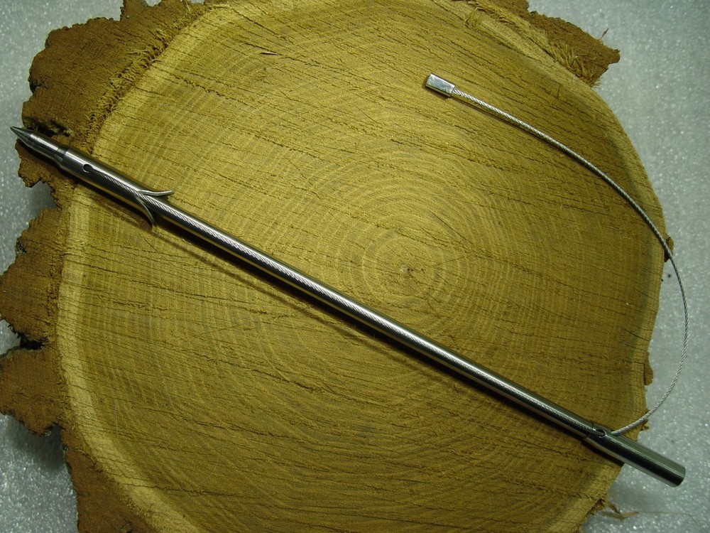 Slip Tip for Pole Spear 6mm Threading 13" with steel cable
