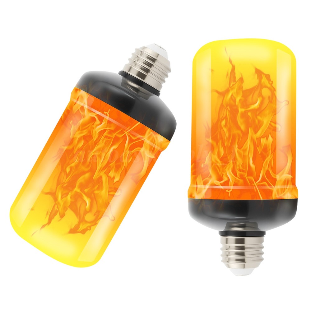 2-4 Pack LED Flame Light Bulbs,4 Flickering Modes with Gravity Sensor E26 Base