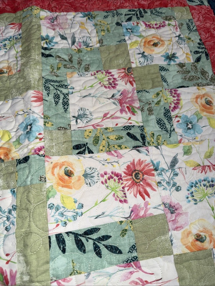 Handmade Baby Patchwork Quilt Blanket Floral Pattern 32x32