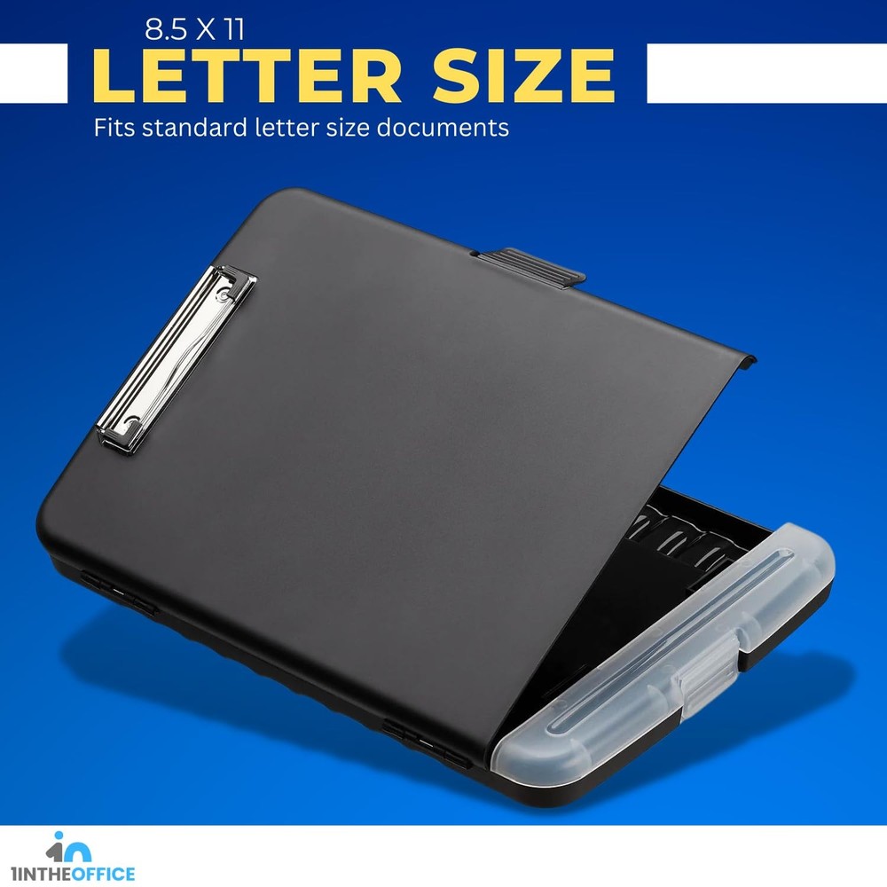 Clipboard with Storage Box, Plastic Storage Clipboard, Black 4 Pack