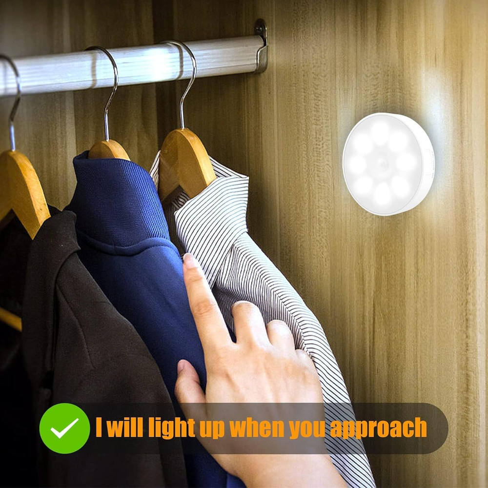 Upgraded Motion Sensor Light, 8 Leds, 3 Pack Rechargeable, 120 Detection, 3 Mode