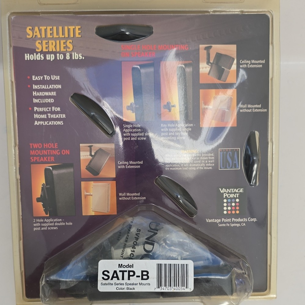 Vantage Point SATP-B Black Speaker Mounts Swivel Tilt Adjustable
