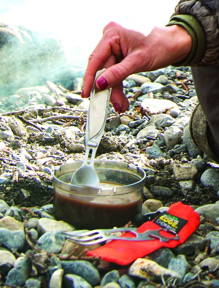 Outdoor Edge ChowPal - Mealtime Multitool with Folding Knife, Fork, Spoon, Bo...
