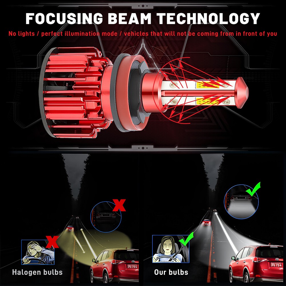 For 2007-2013 GMC Sierra 1500 6x 6000K LED Headlight Hi/Lo Fog Light Bulbs Combo