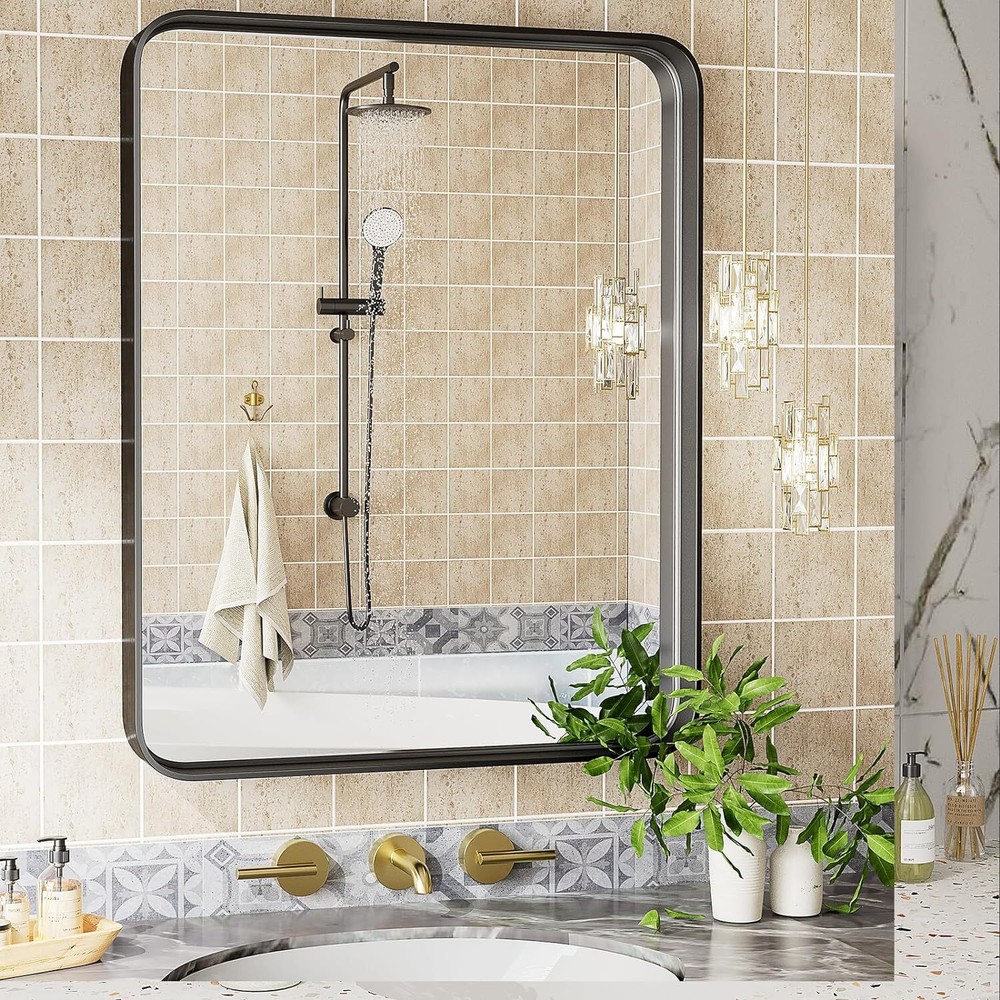 Vanity Bathroom Mirror. Framed. Wall Mounted. For Makeup & Home Decor.