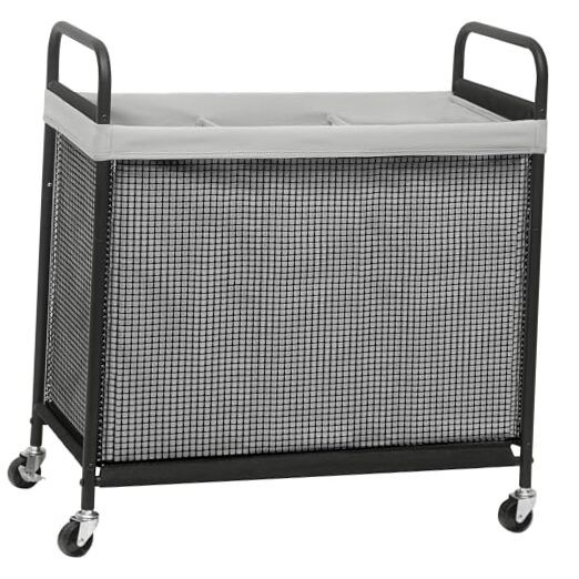 Rolling Laundry Hamper with Wheels Laundry Sorter Rolling 3-Section Grey