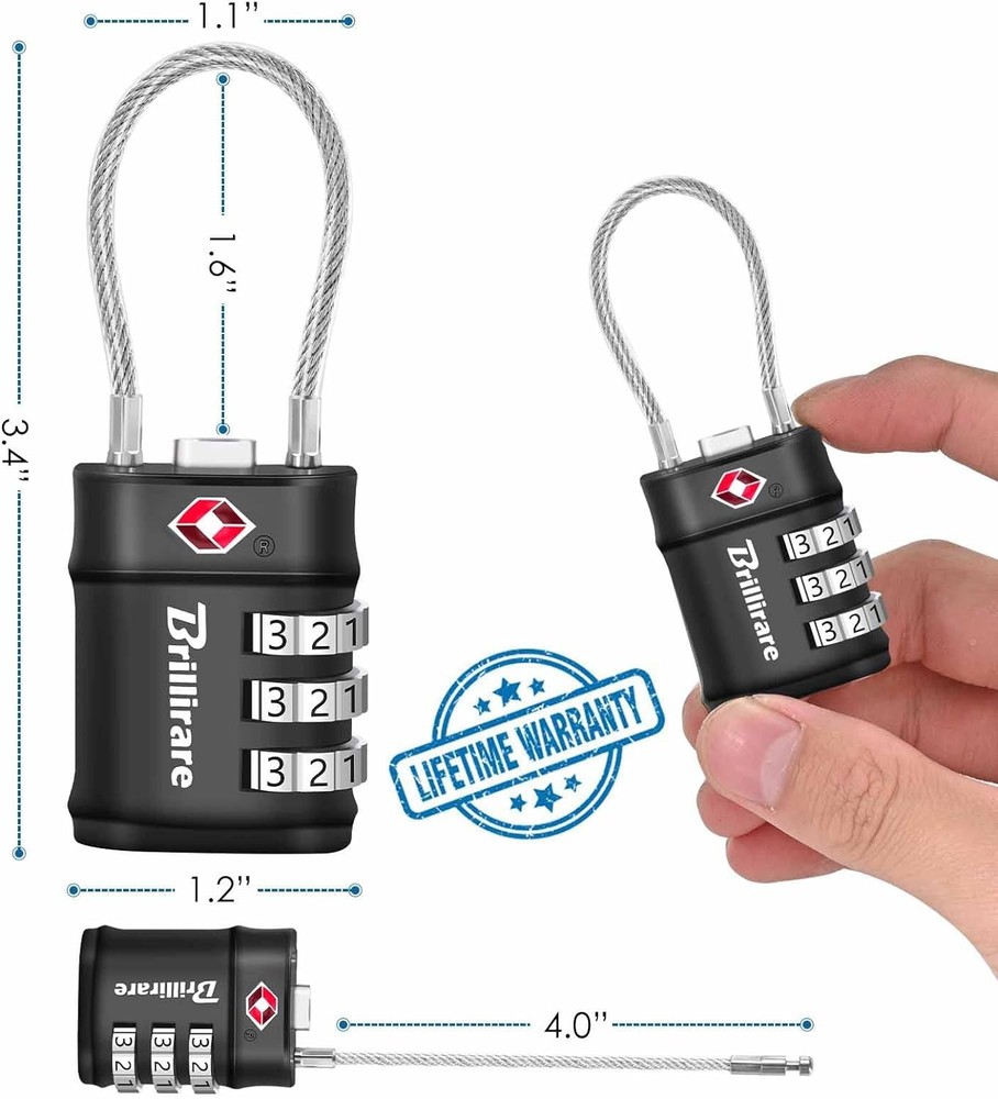 2 Pack TSA Approved Luggage Locks, Combination Travel Cable Small, 2
