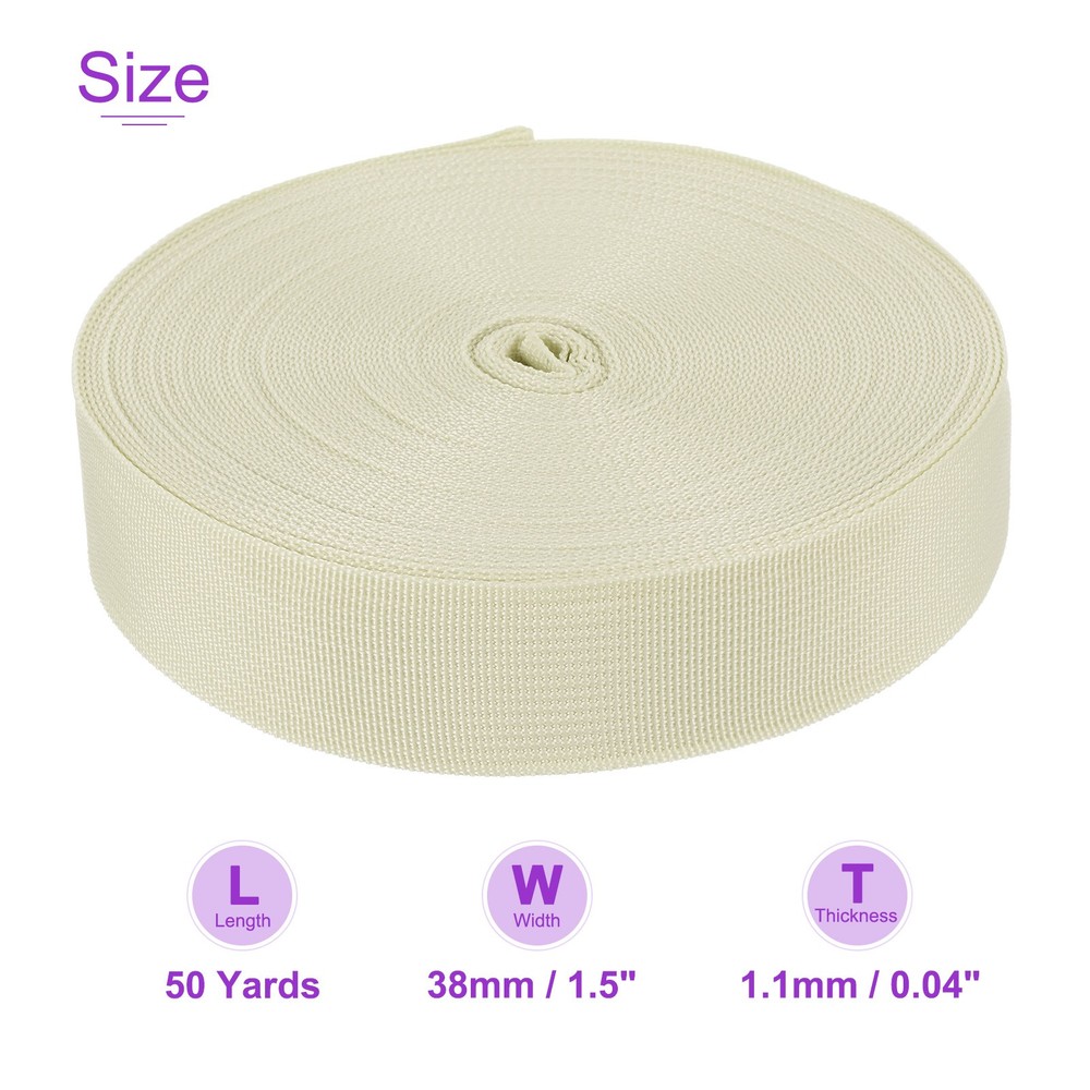 50 Yard x 1 1/2 Inch Width Nylon Webbing Strap Poly Flat Webbing Strapping Beige