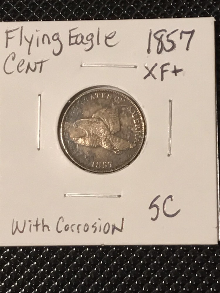1857 Flying Eagle Cent   XF+  Details