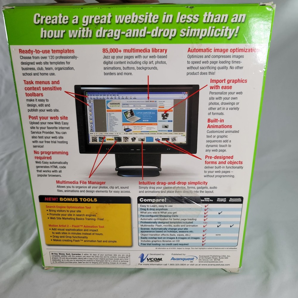 Professional Web Easy 6 New In Box Vcom Windows 98, ME, 2000, XP