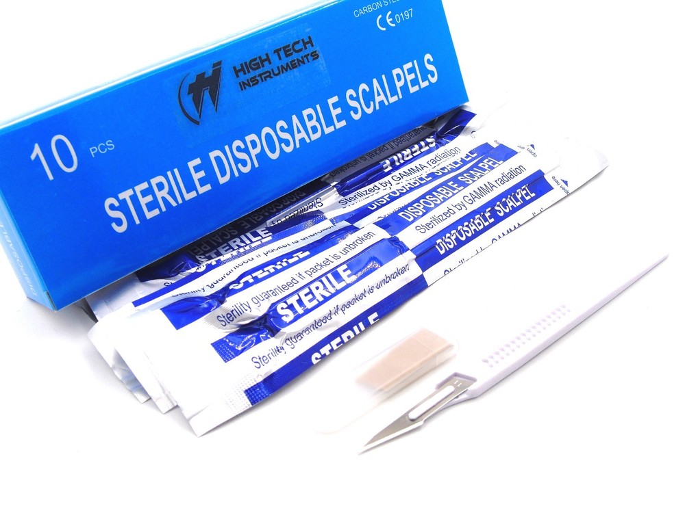 10 Disposable Scalpel #11 Sterile Plastic Handle